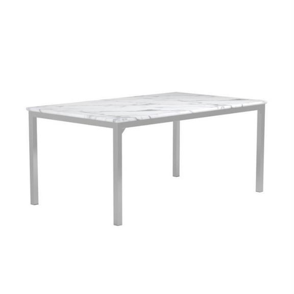 Athena Rectangle Dining Table with Marble Top Chrome