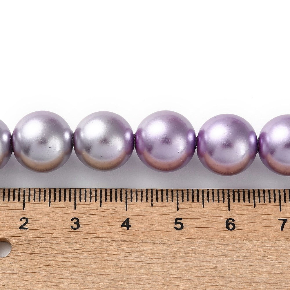 Eco-Friendly Grade A Glass Pearl Beads Pearlized Round Lilac 12mm Hole: 1.2mm about 35pcs/strand 15.94''(40.5cm)