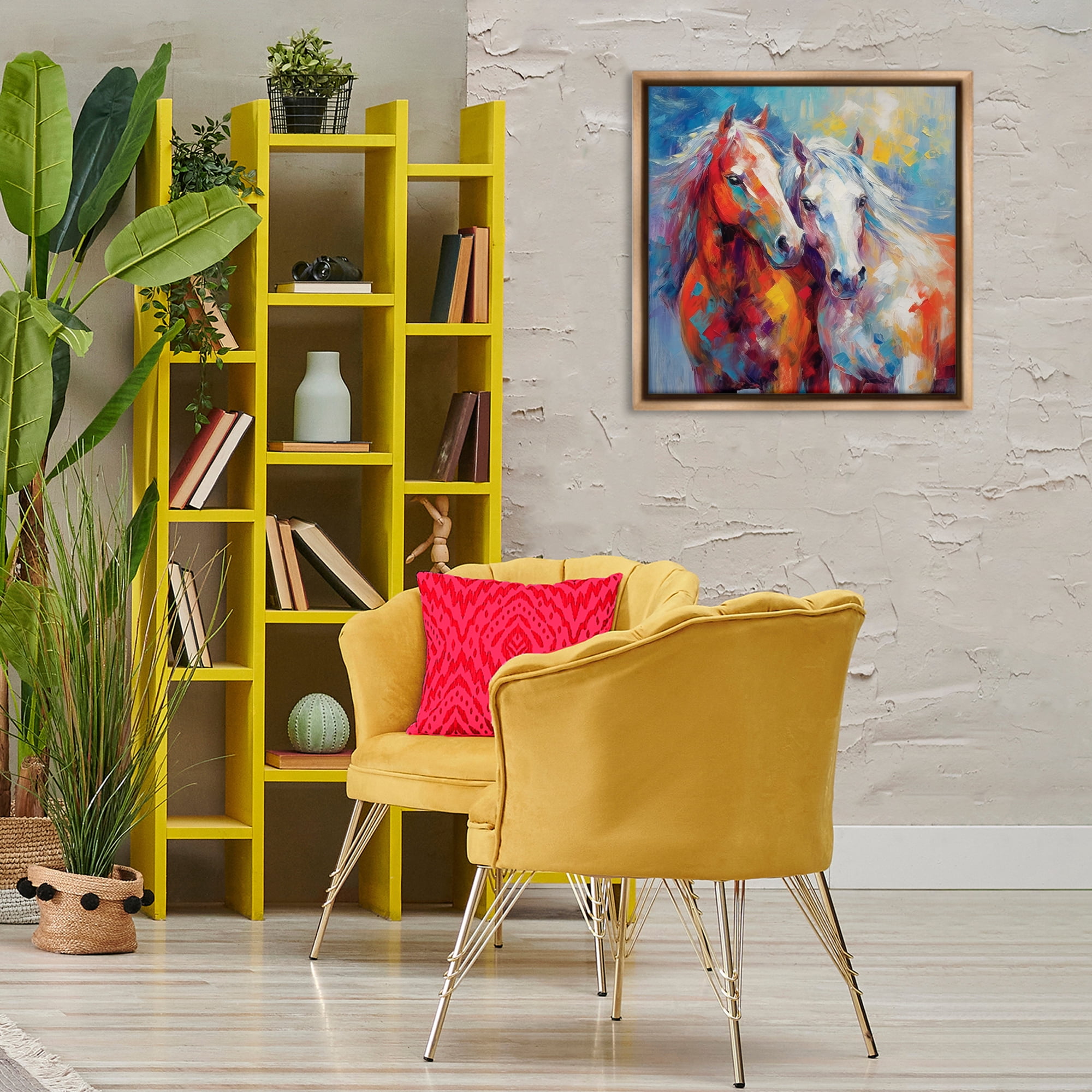 Stupell Industries Abstract Brushed Horses Animals & Insects Painting Brown Floater Framed Canvas Art Print Wall Art, 25 x 25