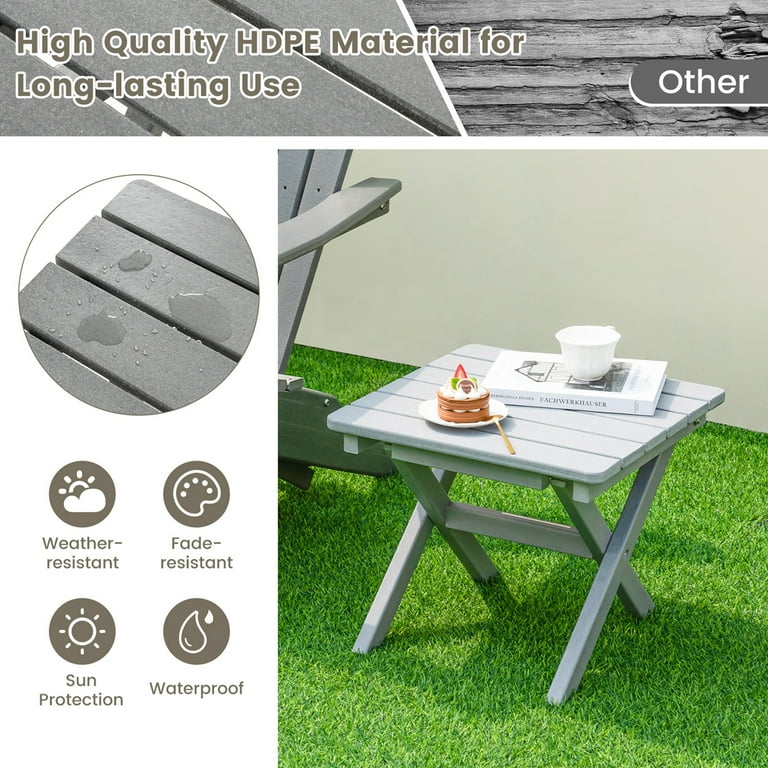 Costway Small HDPE Plastic Garden Table for Patio, Porch, Indoor