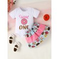 thumbnail image 2 of Coduop Newborn Baby Girls Summer Outfit Set Short Sleeve Romper and Donut Mini Skirt 2Pcs Set, 2 of 9