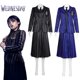 thumbnail image 2 of Disfraz de Cosplay familiar de Wednesday Addams para adultos y niños, uniforme escolar, chaqueta, falda, traje para mujer, ropa de fiesta de Halloween, 2 of 4