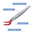 thumbnail image 4 of 6Pieces Stainless Steel Tweezers with Rubber Tips,PVC Coated Flat Tip Tweezers Bent & Small Elbow Tweezers Tool Set, 4 of 6