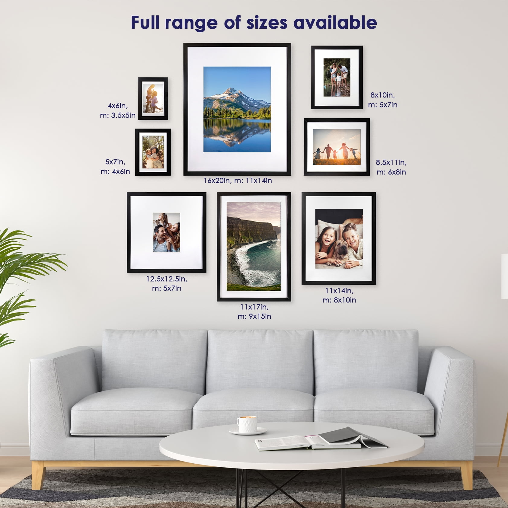 Standard Goods Home Décor 8.5x11 Matted to 6x8 Black Linear Picture Frame, 5-Pack for Wall or Table Display.