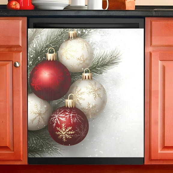 Ryvnso Christmas Balls Dishwasher Magnetic Refrigerator Magnet Cover Kitchen Home Decorative 23"x26"