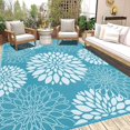thumbnail image 1 of Alfombra de exterior Ilead, 244 x 305 cm, impermeable y reversible, color verde azulado, 1 of 9