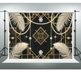 thumbnail image 3 of 1920S Roaring Great Backdrop Feather Pearl Deco Luxury Black Gold Photography Background Birthday Wedding Dance Prom Masquerade Mardi Gras Carnival Party Banner Photo Booth, 3 of 4