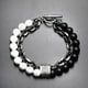 thumbnail image 1 of Pulsera de metal con cuentas para hombre, con diseño de mapa esmerilado de Europa y América, 1 of 6