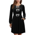 thumbnail image 1 of Fznquz Robes à Manches Longues pour Femmes 2026 Formelles Midi en Velours Noir Ligne A Hiver Fête Printemps Robe Femmes, 1 of 6
