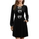 thumbnail image 1 of mfyjkho Vestidos midi para mujer, Vestido informal elegante con bolsillos y lazo de terciopelo para mujer Vestidos de otoño s, 1 of 6