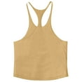 thumbnail image 3 of VSSSJ Men's Stringer Tank Tops Muscle Cut Bodybuilding Gym Tee Tops Y-Back Workout Fitness Running Sleeveless Cotton T-Shirt Khaki XXXXXL, 3 of 5