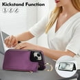 thumbnail image 5 of Wallet Case for iPhone 14 Plus with Shoulder Strap & RFID Blocking Card Slots Holder Kickstand & Finger Ring, Magnetic Flip Folio Zipper Purse Case, PU Leather Cover Handbag, Darkpurple, 5 of 8