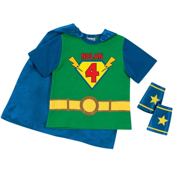 Personalized Birthday Toddler Boy Super Tee and Cuff Set