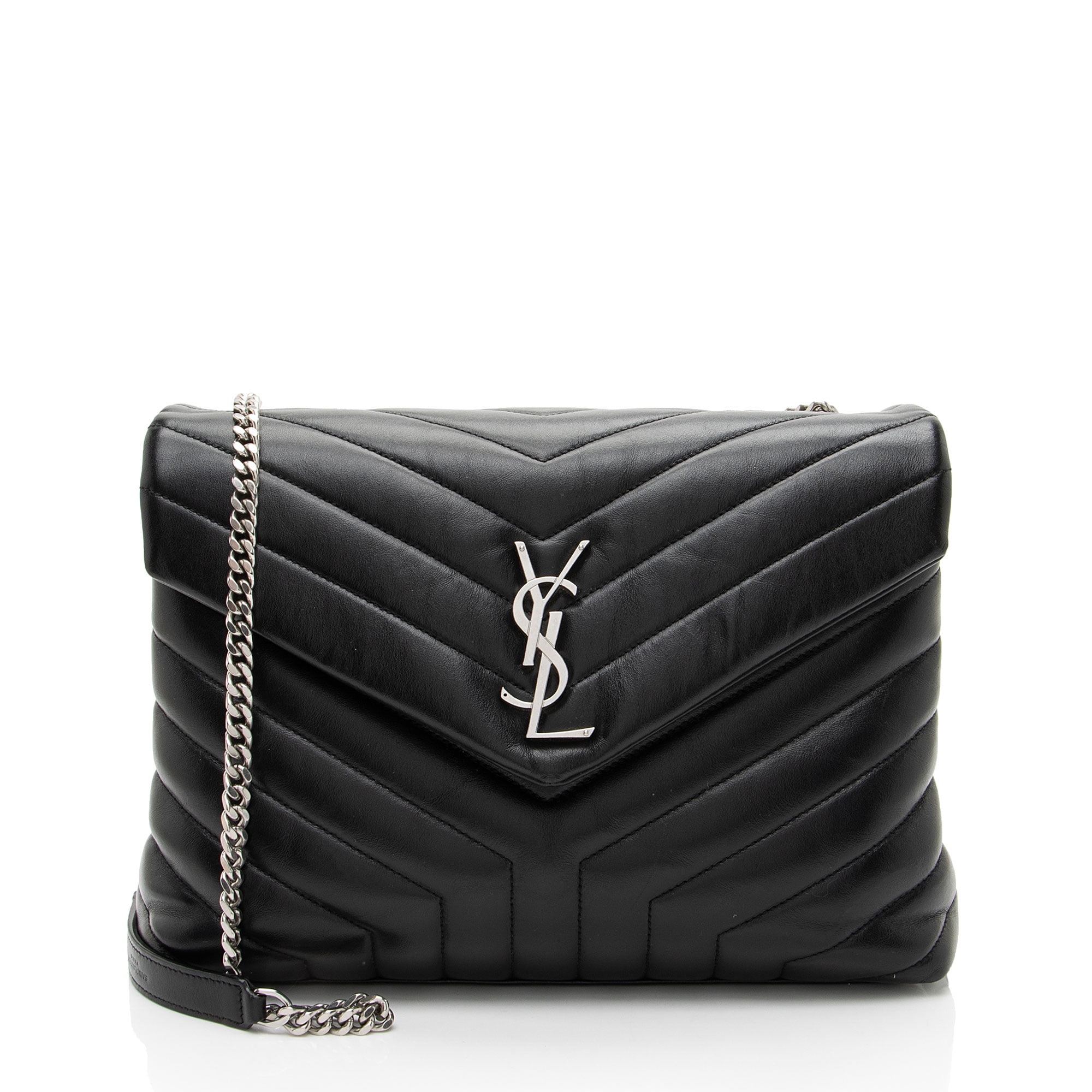 Pre-Owned Saint Laurent Matelasse Calfskin Monogram LouLou Chain Medium Shoulder Bag