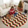 thumbnail image 2 of Festive Christmas Argyle Diamond Washable Round Area Rug 3 ft, Red Green Rhombus Plaid Soft Non‑Slip Rugs Stain Repellent Indoor Mats for Entryway, Bathroom, Bedside, Hallway Nook, 2 of 9
