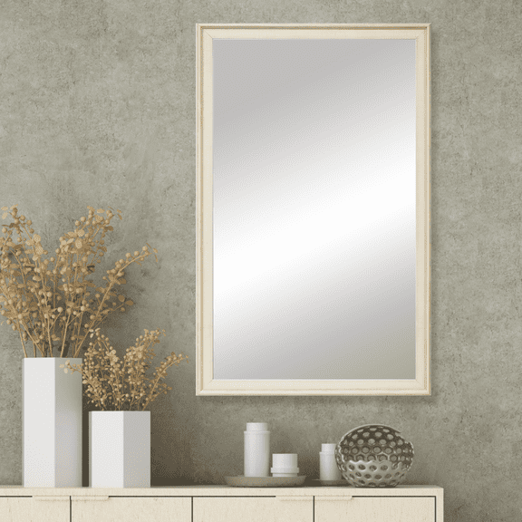 Frame My Mirror Framed Wall Mirror - Antique White 20" x 24" Mirror - Ideal for Bathroom, Wall Decor, Bedroom and Livingroom - Moisture Resistant with Safety Backing - Kendall Design