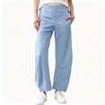thumbnail image 2 of Barrel Travel Pants for Women, Elastic Waist Baggy Ankle Pants with Pockets, Relaxed Fit, Casual Fall Workout Gym Wear | VerBelle,Sky Blue XL, 2 of 9