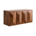 thumbnail image 5 of Kate and Laurel Ranier Modern Wooden Two-Door Wall Cabinet, 30 x 10 x 14, Walnut Brown, Decorative Storage Cabinet with Dimensional Face for Use as Floating Nightstand or Floating TV Shelf, 5 of 12