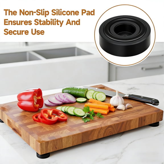 Cutting Board Feet with Non Slip Rubber and Screws for Stability with Secure Attachment and Floor Protection for Safe Prep