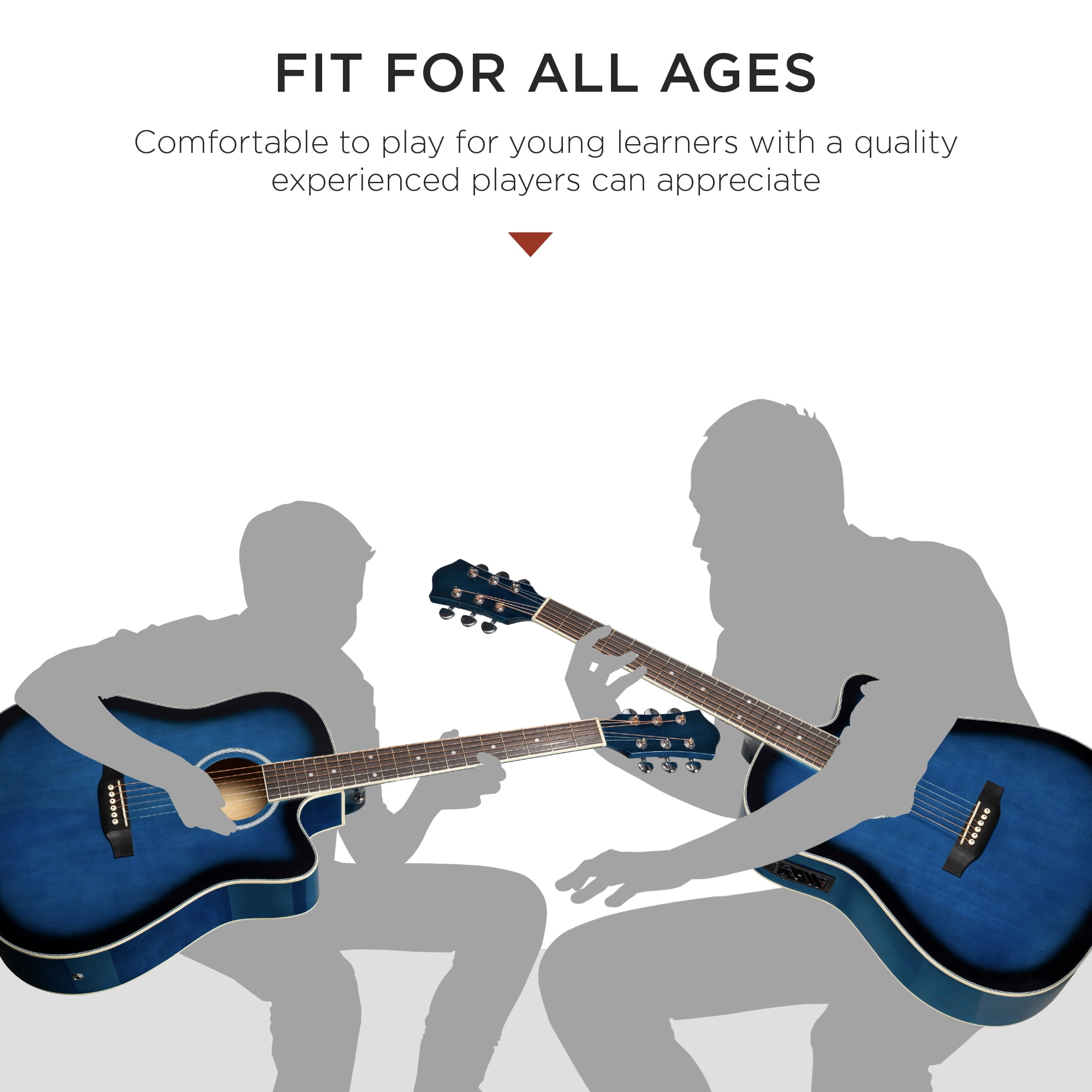 Best Choice Products Beginner Acoustic Electric Guitar Starter Set 41in w/ All Wood Cutaway Design, Case - Blue
