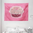 thumbnail image 1 of Funny Words Tapestry, Make Cupcakes Motivational Lettering on Yummy Pastry and Polka Dots, Wall Hanging for Bedroom Living Room Dorm Decor, 80W X 60L Inches, Pink Dried Rose Peach, by Ambesonne, 1 of 2