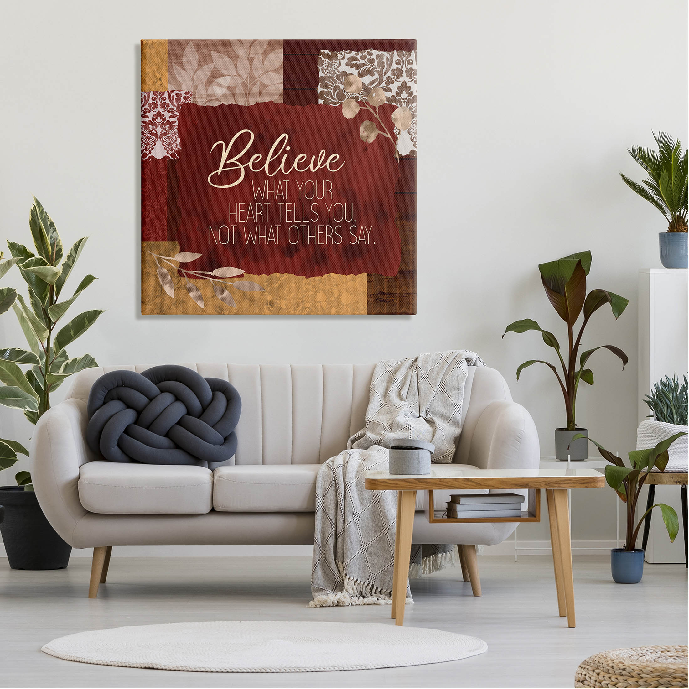 Believe What Your Heart Tells You Collage Inspirational Graphic Art Gallery Wrapped Canvas Print Wall Art