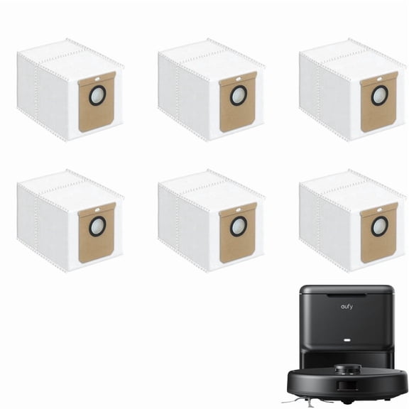 6 Pack Replacement Vacuum Dust Bags for Eufy L50 SES L60 SES Vacuum Cleaner Self-Empty Station Robovac, 2.5 L Large Vacuum Dirt Disposal Replacement Bags