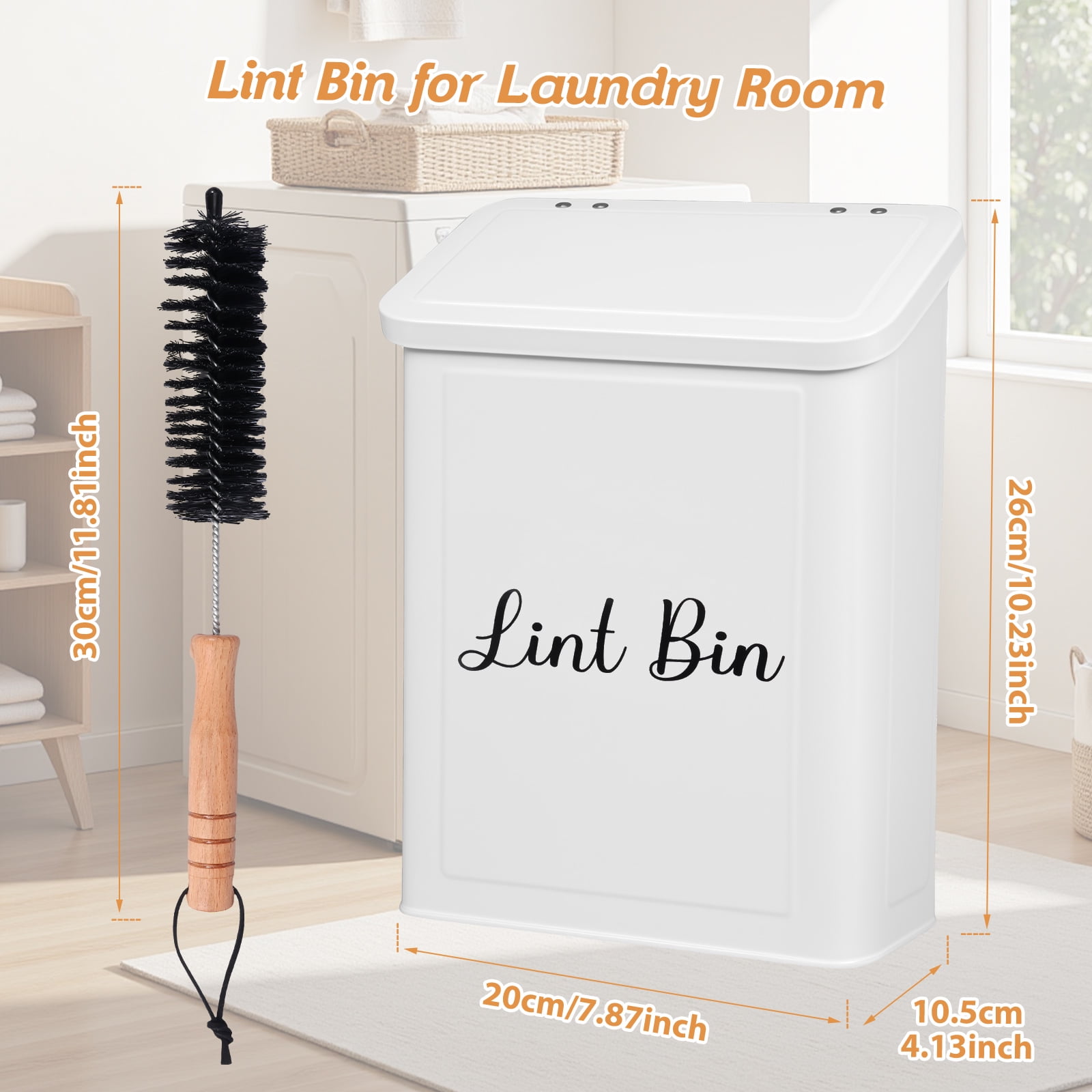 Threns Magnetic Lint Bin Holder with Lid Multipurpose Lint Storage Box Space Saving Container for Laundry Room Organization Decor