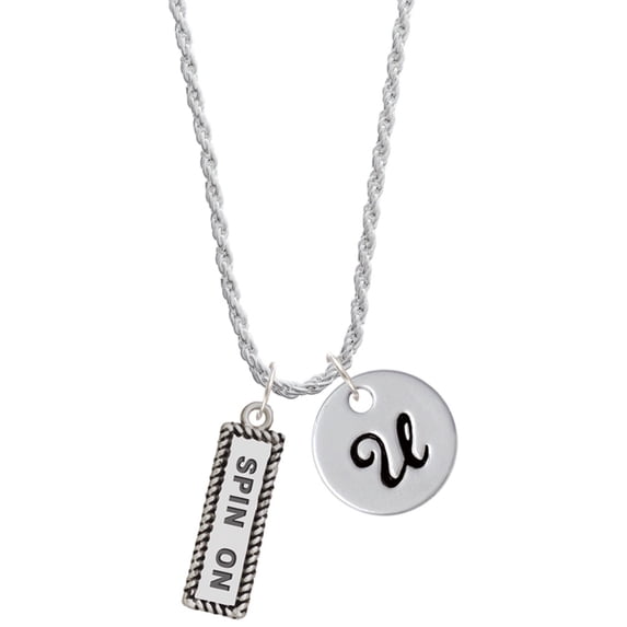 Delight Jewelry Silvertone Spin On Silvertone Script Initial Disc - U - Charm Necklace, 20"+3"