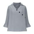 thumbnail image 5 of Taqqpue Womens Puff Sleeve Babydoll Tops Summer Solid Color V Neck Button Blouse Cute Casual Loose Fit Flowy Shirts, 5 of 7