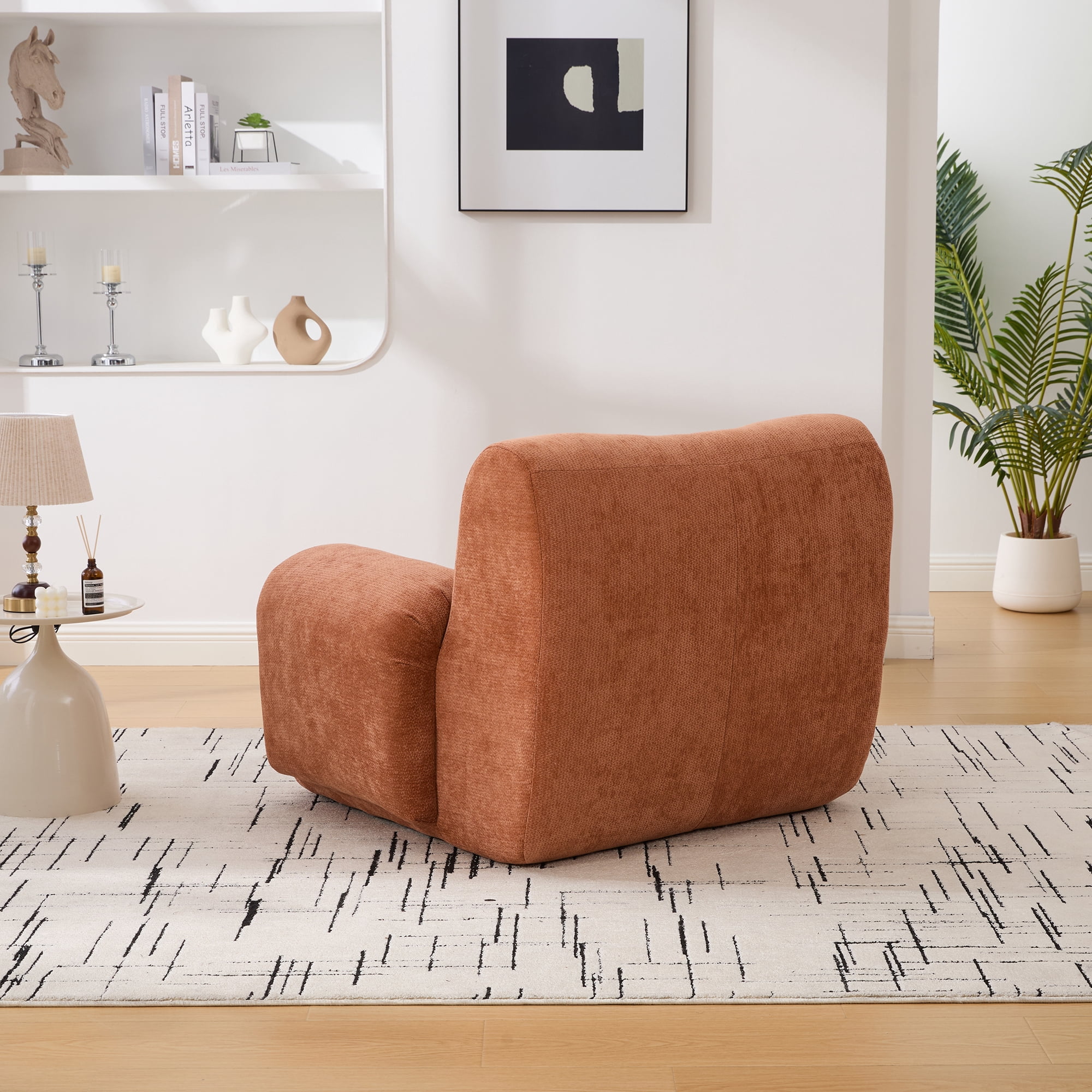 Chenille Single Sofa Chair Soft Fabric No Assembly for Living Room Bedroom Dorm