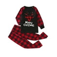 thumbnail image 5 of Odeerbi Christmas Pajamas for Family Holiday Plaid Long Sleeve Family Christmas Pajamas Matching Sets Kids Merry Christmas Print Parent-child Suit Two-Piece Sleepwear Xmas PJs Set Red, 5 of 8