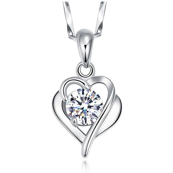 XZNGL Necklaces for Women Silver Chain Chain Necklace Women Silver Infinity Love Heart Necklaces Imple Temperament Clavicle Chain Lov