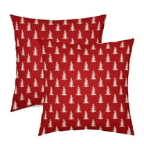 ABSOP Christmas Tree Red Pillow Covers 16x16 Inch Set of 2 Xmas Trees Geometric Square Throw Pillows Cases Rustic Farmhouse Christmas Decor for Home Sofa Porch Bed Outdoor