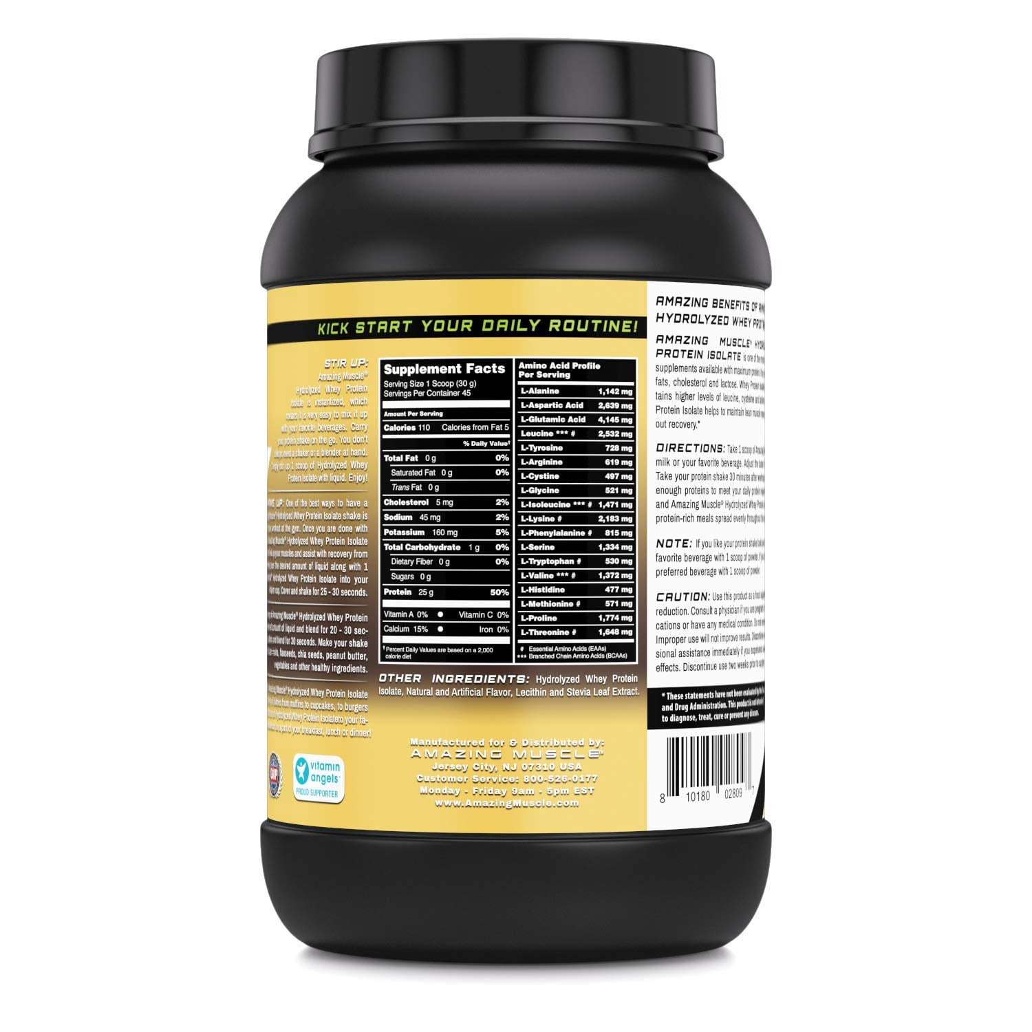 Amazing Muscle Hydrolyzed Whey Protein Isolate - Vanilla Flavor - 3 Lbs