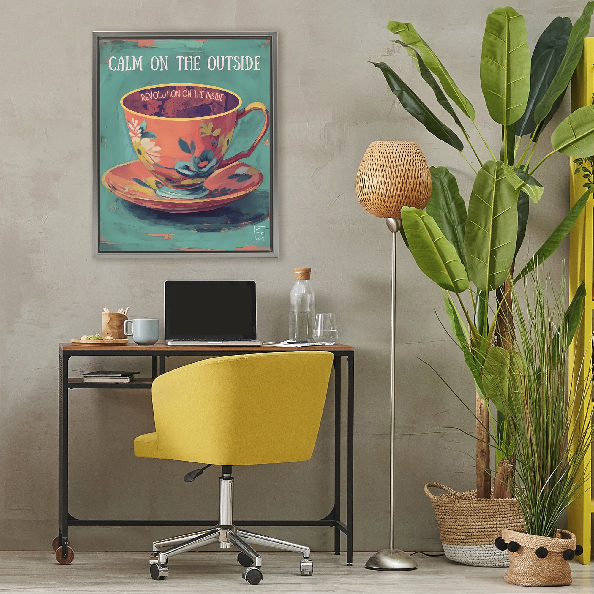 Stupell Industries Revolution On The Inside Gray Framed Floater Canvas Wall Art, design by Sara Culpepper