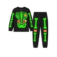 thumbnail image 3 of Boys Halloween Skeleton Pajamas Glow in The Dark Cotton 2 Piece Sleepwear Set Long Sleeve Kids PJs for Toddler Boys 2T, Pumpkin, 3 of 6