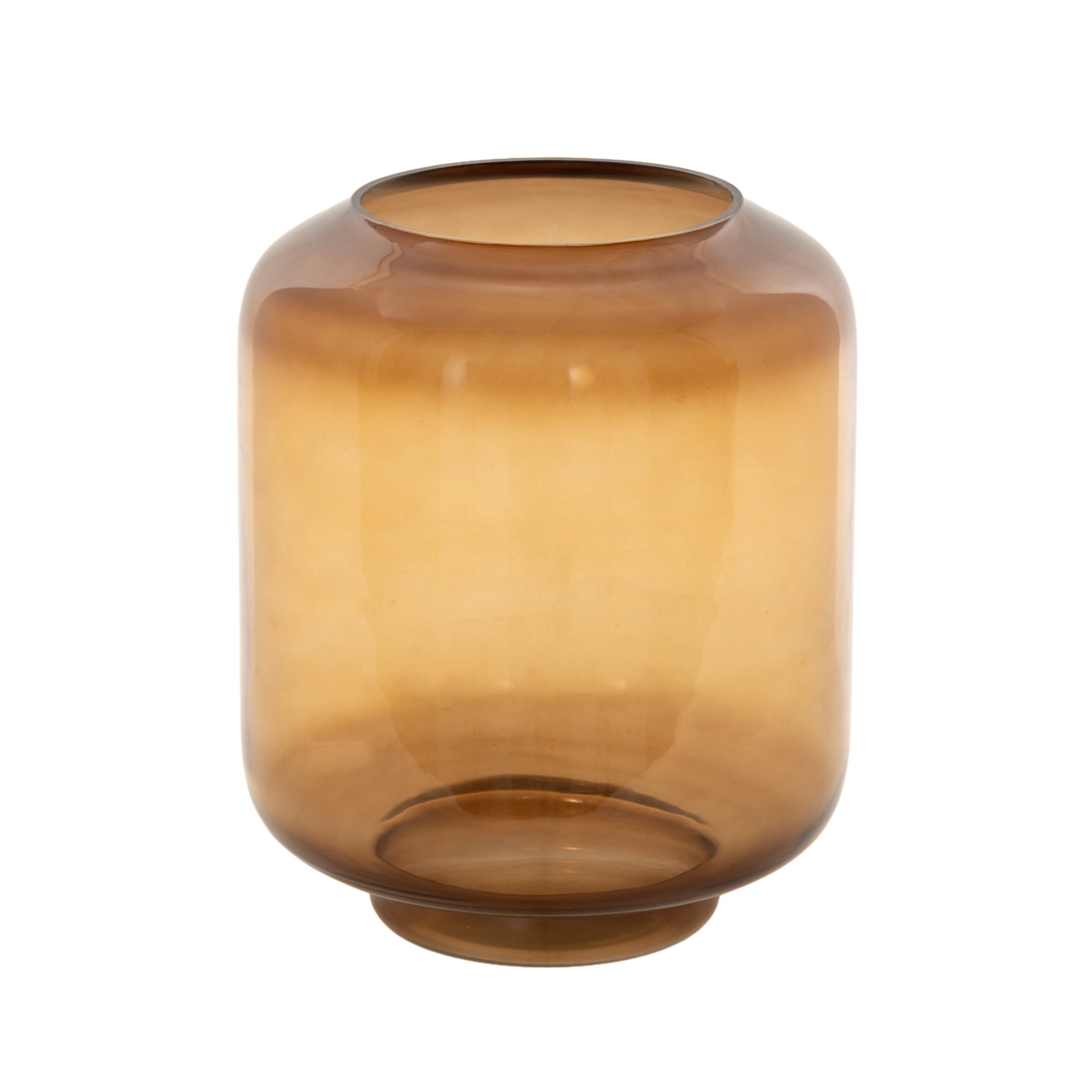 DecMode Brown Glass Tinted Wide Hurricane Lamp with Elevated Base