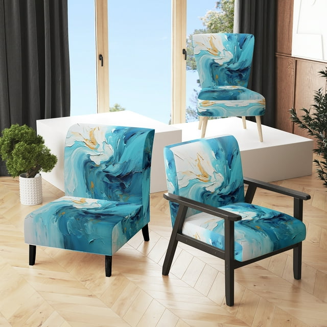 Designart « Azure Euphony I » Fauteuil d'Appoint Rembourré Bleu Sarcelle Azur - Fauteuil Moderne pour Chambre