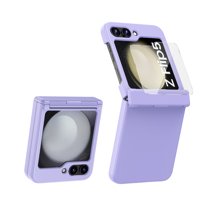 Dteck for Samsung Galaxy Z Flip 5 Case with Hinge Protection, Z Flip5 5G Case with Screen Protector, Skin-Friendly PC Shockproof Slim Protective Cover for Samsung Galaxy Z Flip5 5G,Purple