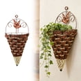 thumbnail image 2 of 1Pcs Rattan Hanging Planter Basket, Farmhouse Cone Flower Pot Rustic Weave Herb Orchid Holder, Artificial Violet Flower Wall Basket for Garden Home Decoration, 2 of 6
