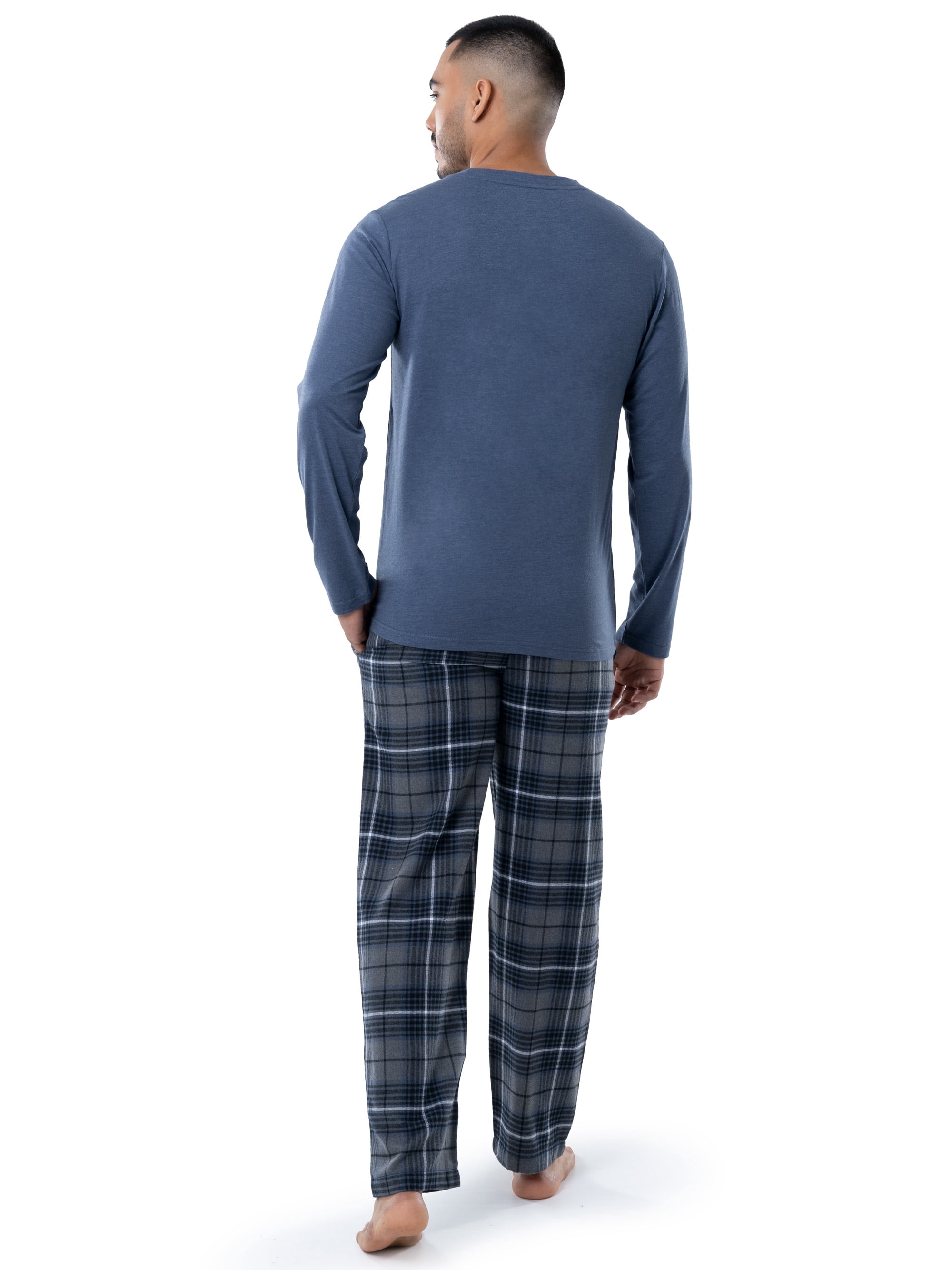 Fruit of the Loom Men's Jersey Knit Top and Flannel Pajama Pants Set, 2-Piece, Sizes S-5XL