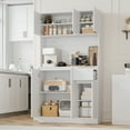 thumbnail image 4 of 71" Tall White Kitchen Pantry Cabinet, Kitchen Pantry Storage Cabinet with Power Outlet, Freestanding Kitchen Hutch with countertop, 4 of 7