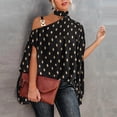 thumbnail image 2 of Tops para mujer, camisas, blusas, elegante, informal, media manga de murciélago, cuello Halter, hombros descubiertos, estampado y sólido, blusa holgada con estampado de Polluer Odeerbi  ODB-5, 2 of 9