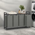 thumbnail image 4 of LEDREM 4-Compartment Laundry Sorter with Shelf, 42.2 Gallon Capacity, Removable Bags & Steel Frame, Slate Gray and Charcoal Gray, 4 of 6