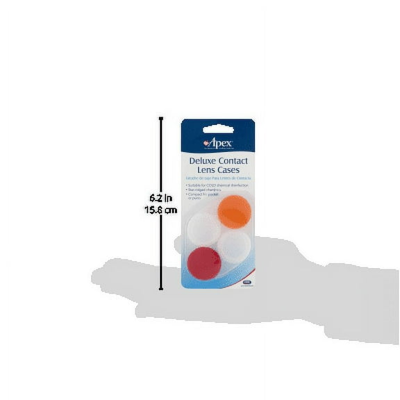 Apex Deluxe Compact Contact Lens Cases for Storage and Disinfecting, Hard and Soft Lenses, 2 Each