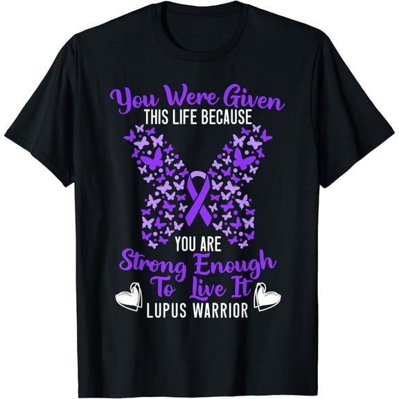 Lupus Warrior Lupus Awareness Butterfly Purple Ribbon SLE T-Shirt