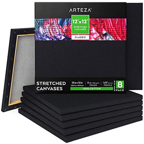 White Blank Arteza Canvas Panels 6x6 Inch for Acrylic & Oil Painting Acid-Free 100% Cotton 7 oz Unprimed Pack of 14 Professional Artists 12.3 oz Primed Hobby Painters & Beginners 