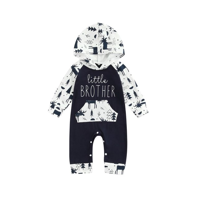 FOCUSNORM Christmas Unisex Baby Color Block Jumpsuit, Printed Long Sleeve Romper with Pocket