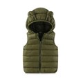 thumbnail image 4 of Kids Bear Ear Hooded Puffer Vest Boys Girls Sleeveless Quilted Warm Gilet Full Zip Lightweight Padded Vest for Toddlers Fall Winter School Daily Outdoor Wear(3-4 Years,Army Green), 4 of 4